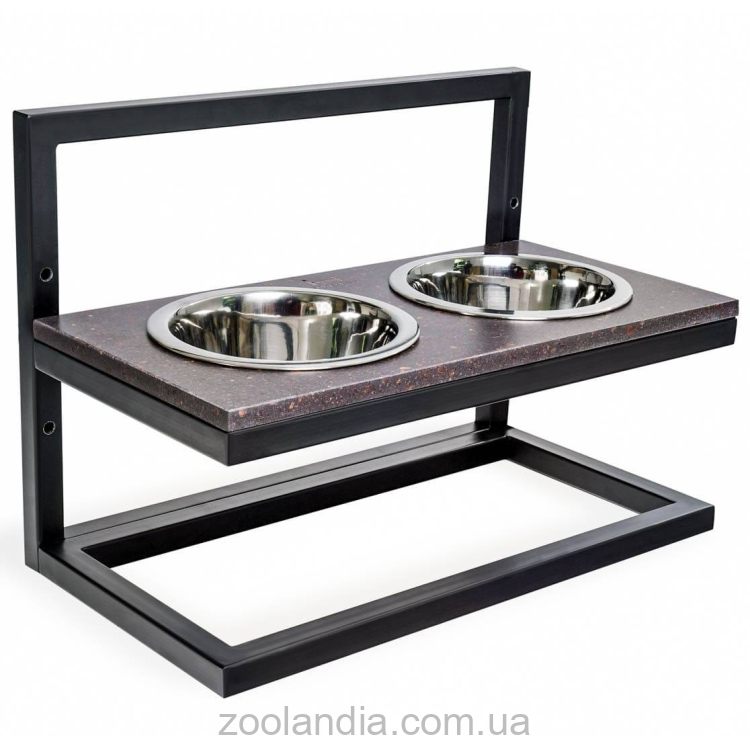 Harley & Cho (Харли энд Чо) Brown Stone Lift + Black миски на подставке с регулируемой высотой для собак