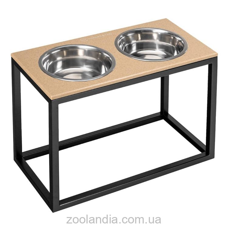 Harley & Cho (Харли энд Чо) Dinner Beige Stone + Black миски на подставке для собак