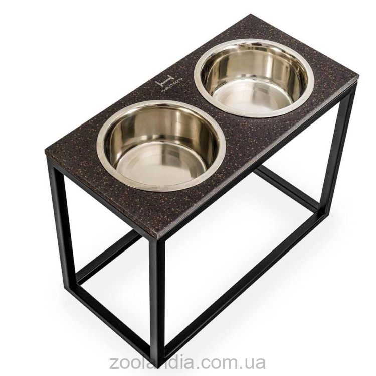 Harley & Cho (Харли энд Чо) Dinner Brown Stone + Black миски на подставке для собак