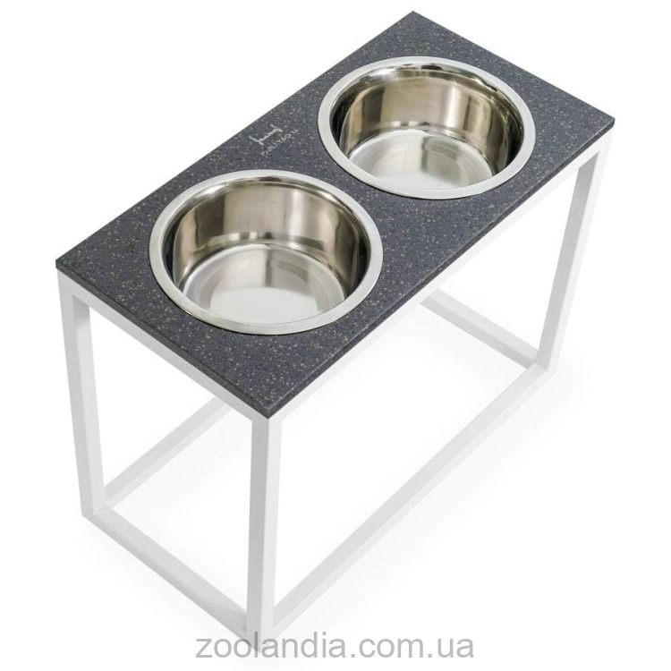Harley & Cho (Харли энд Чо) Dinner Brown Stone + White миски на подставке для собак
