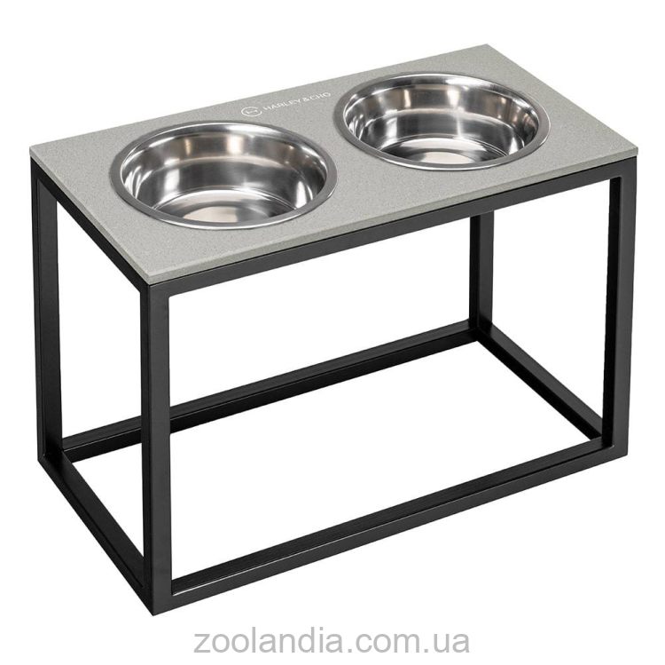 Harley & Cho (Харли энд Чо) Dinner Gray Stone + Black миски на подставке для собак