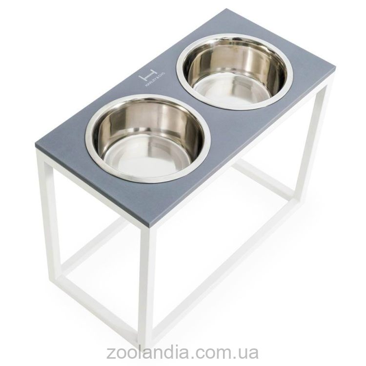 Harley & Cho (Харли энд Чо) Dinner Gray Stone + White миски на подставке для собак