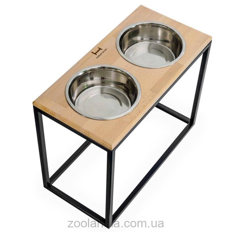 Harley & Cho (Харли энд Чо) Dinner Natural wood + Black миски на подставке для собак