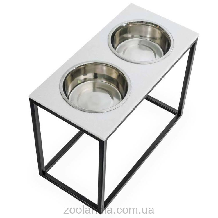 Harley & Cho (Харли энд Чо) Dinner White Stone + Black миски на подставке для собак