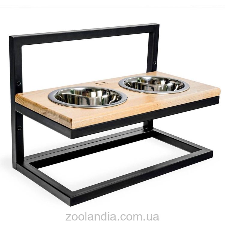 Harley & Cho (Харли энд Чо) Natural Lift Wood + Black миски на подставке c регулируемой высотой для собак