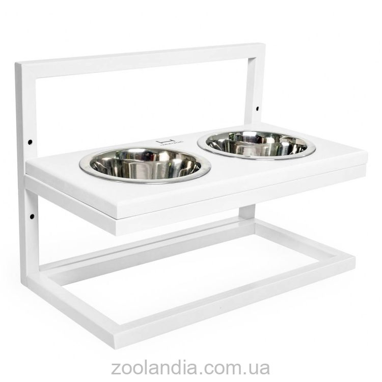 Harley & Cho (Харли энд Чо) White Lift Wood + White миски на подставке c регулируемой высотой для собак