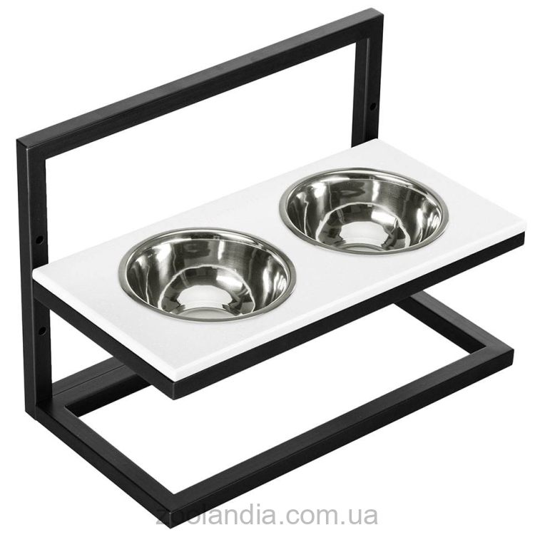 Harley & Cho (Харли энд Чо) White Stone Lift + Black миски на подставке с регулируемой высотой для собак