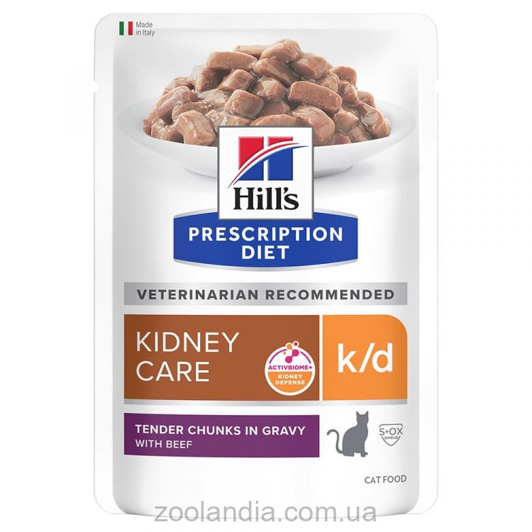 Hills ( Хилс ) PD Feline k/d Kidney Care Beef - влажный корм-диета для кошек с заболеваниями почек, с говядиной