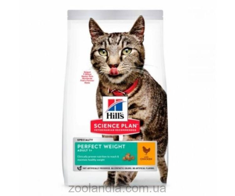 Hills ( Хилс ) SP Adult Perfect Weight корм для взрослых кошек, склонных к набору веса, с курицей
