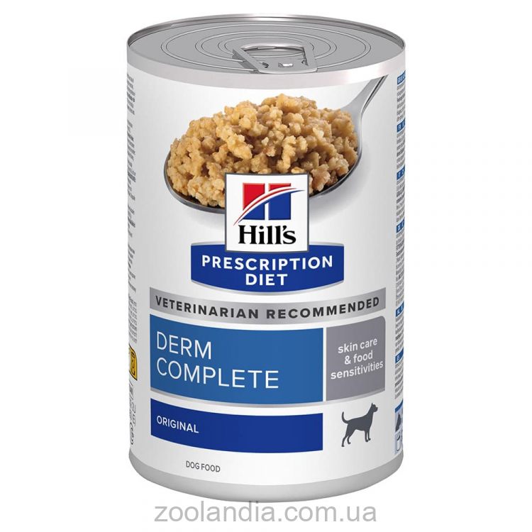 Hills (Хілс) Wet PD Canine Derm Complete - консервированный лечебный корм для собак при пищевой аллергии и атопическом дерматите , с яйцом и рисом