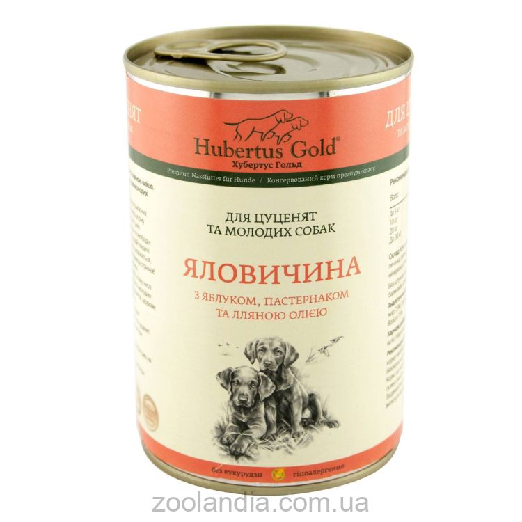 Hubertus Gold (Хубертус Голд) - Консервированный корм для щенков (говядина/яблоки)