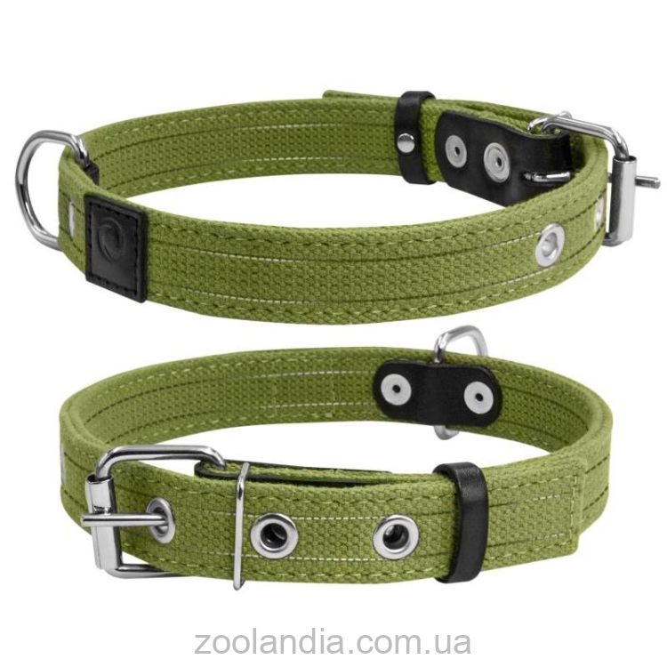 Collar Ошейник двойной х/б 25 мм 41-53 см зеленый