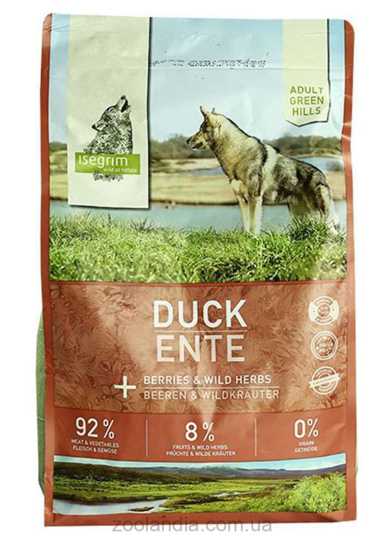 Isegrim (Изегрим) Green Hills Adult – Сухой корм для взрослых собак (утка/ягоды/дикие травы)