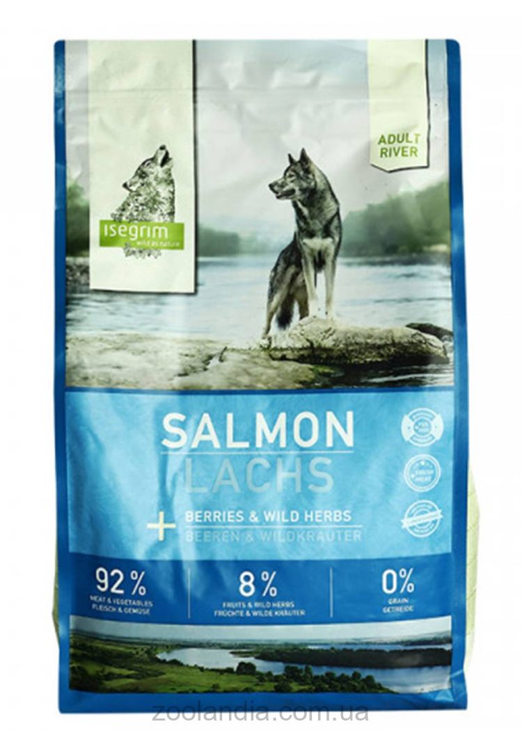 Isegrim (Изегрим) Salmon Adult River – Сухой корм для взрослых собак (лосось/ягоды/дикие травы)