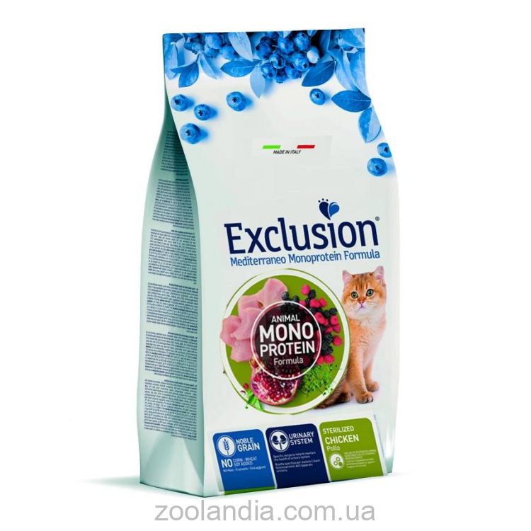 Exclusion (Эксклюжн) Noble Grain Cat Sterilized Chicken - Монопротеиновый сухой корм для стерилизованных котов с курицей