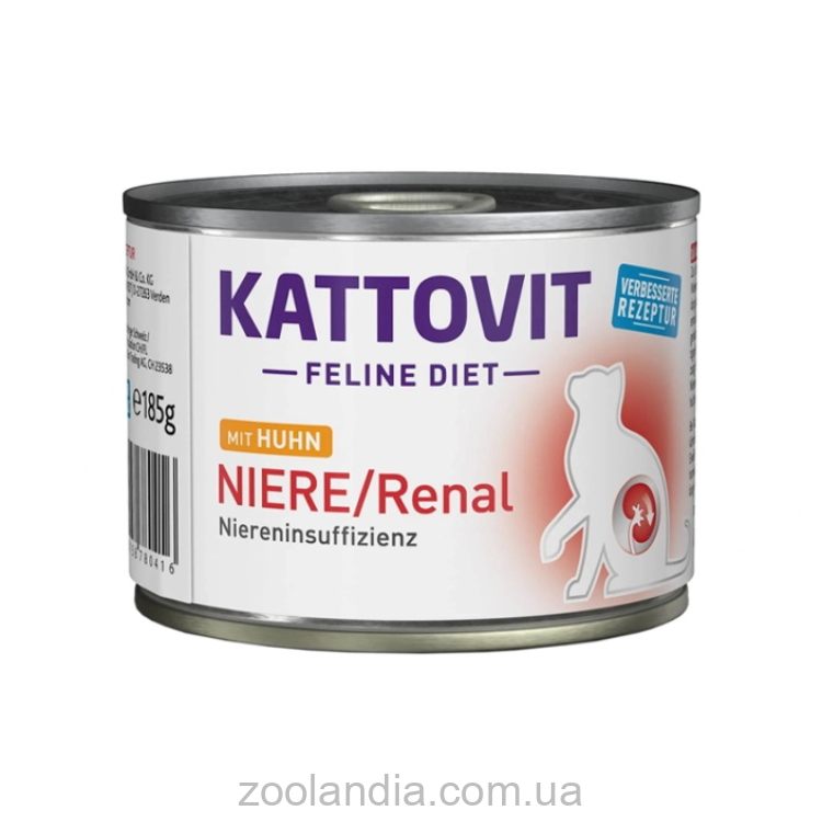 Kattovit Veterinary (Каттовит Ветеринари) Niere Renal– Влажный лечебный корм для котов с заболеваниями почек (курица) банка