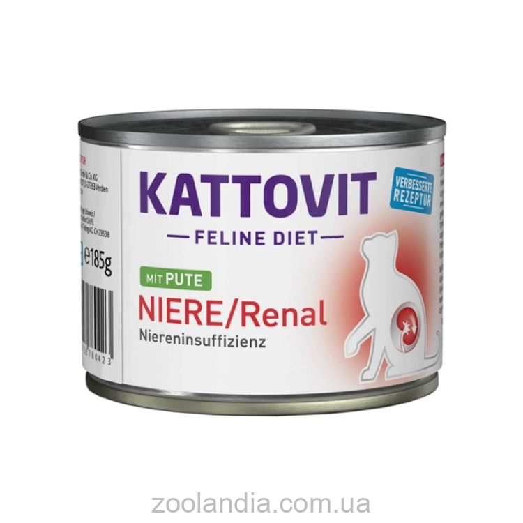 Kattovit Veterinary (Каттовит Ветеринари) Niere Renal – Влажный лечебный корм для котов с заболеваниями почек (индейка) банка