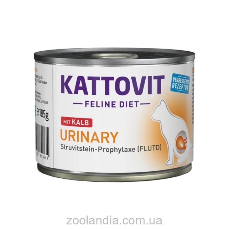 Kattovit Veterinary (Каттовит Ветеринари) Urinary Veal – Влажный лечебный корм для котов с заболеваниями нижних мочевыводящих путей (телятина) банка