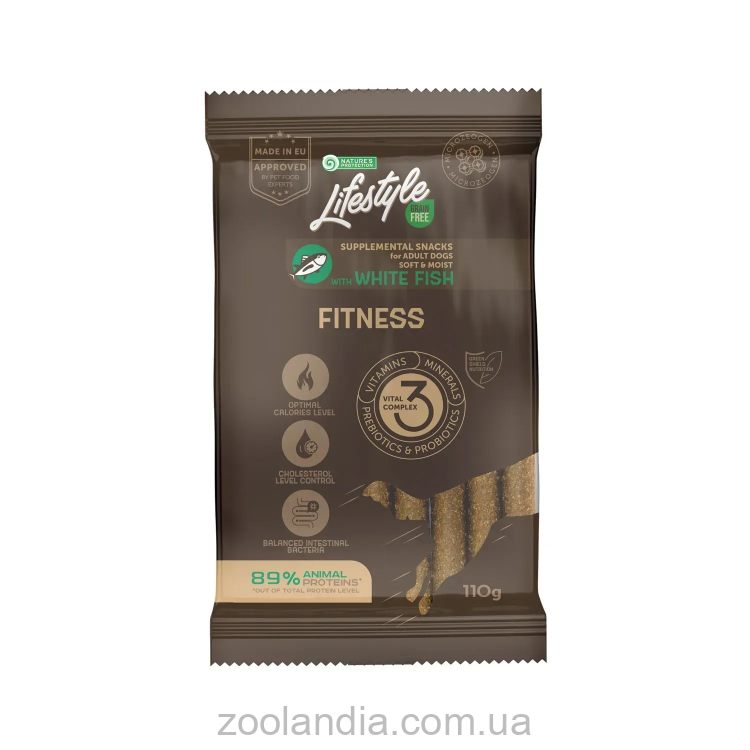 Nature's Protection Lifestyle Grain Free White fish Fitness Беззерновые лакомства для собак с белой рыбой