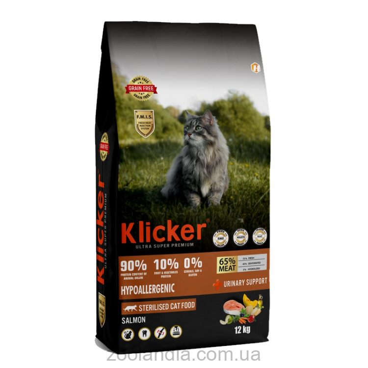 Klicker (Кликер) Cat Sterilized Salmon - Беззерновой корм для кастрированных котов с лососем