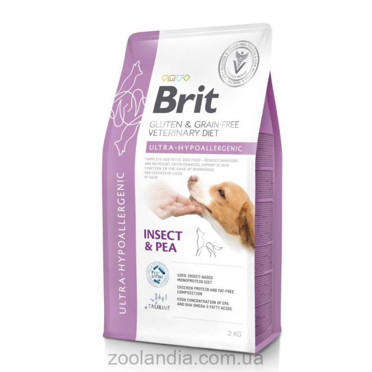 Brit (Брит) VetDiet Dog Ultra-hypoallergenic - Беззерновая диета для собак при проблемах с пищеварением с насекомыми