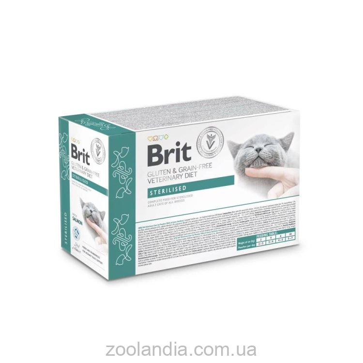 Brit (Брит) VetDiet Care Sterilised - Корм влажный для кастрированных взрослых кошек всех пород с лососем
