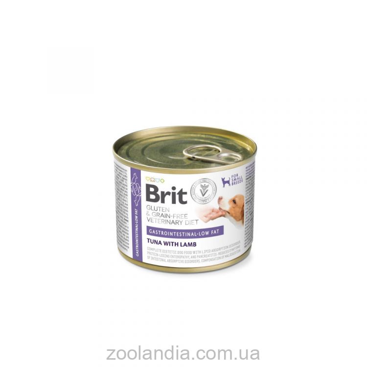 Brit (Брит) VetDiets Diet Dog Gastrointestinal-Low fat - Низкожировые влажный корм для собак малых пород при проблемах с пищеварением (тунец и ягненок)