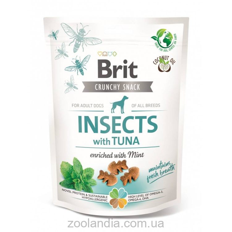 Brit Care Dog Crunchy Cracker Insects - Лакомства для собак для свежести дыхания (насекомые, тунец и мята)