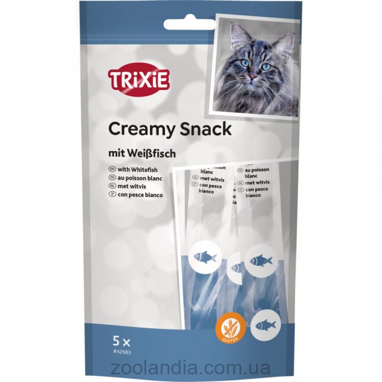 Trixie (Трикси) Creamy Snacks - Лакомство для кошек из белой рыбы 5 шт х 14 г