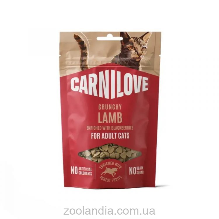 Carnilove Crunchy Snack Lamb with Blackberries - Беззерновые лакомства для взрослых кошек, с ягнёнком и ежевикой