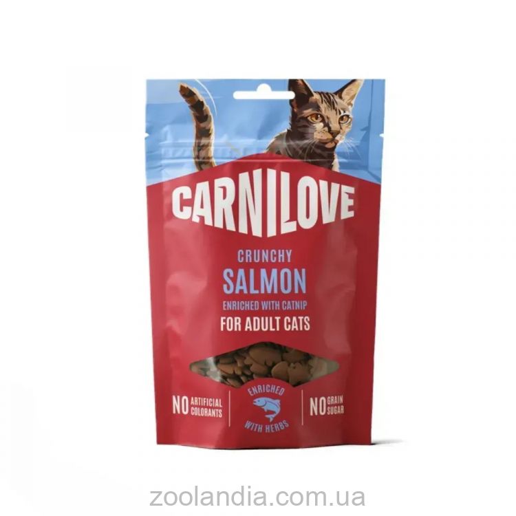 Carnilove (Карнилав) Cat Crunchy Snack Salmon with Catnip - Беззерновые лакомства для взрослых кошек, с лососем и кошачьей мятой