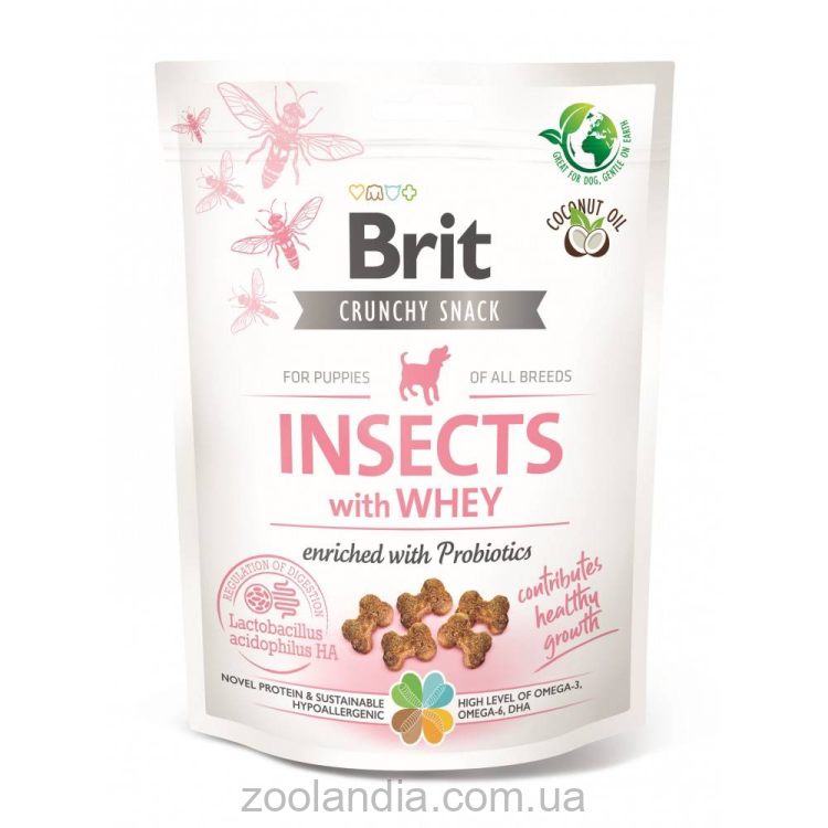 Brit Care Dog Crunchy Cracker Puppy Insects  - Лакомства для щенков для роста, (насекомые, сыворотка и пробиотики)