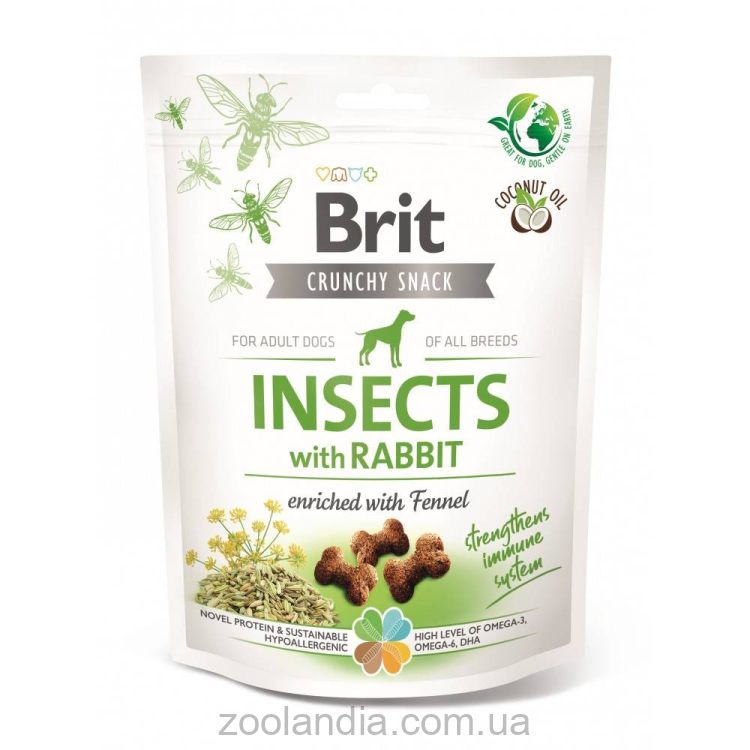 Brit Care Dog Crunchy Cracker Insects - Лакомства для собак для иммунитета (насекомые, кролик и фенхель)