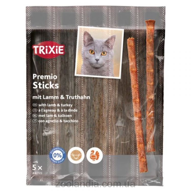 Trixie (Трикси) Premio Stick Quintett - Лакомство для кошек палочки с ягненком и индейкой, 5 шт