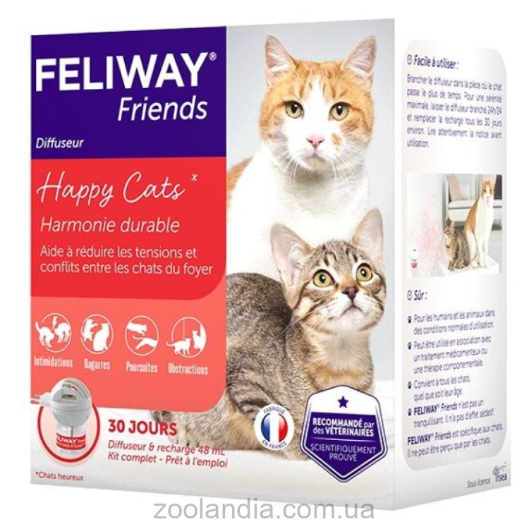 Ceva Feliway Friends (Сева Феливей Френдс) Коррекция поведения, феромон для нескольких кошек в помещении, сменный блок 48 мл