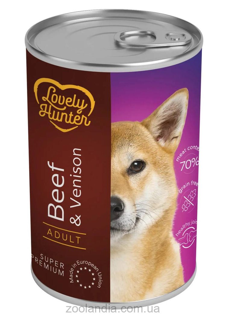 Lovely Hunter (Лавли Хантер) Adult with Beef and Venison – Консервированный корм для взрослых собак (телятина/оленина)