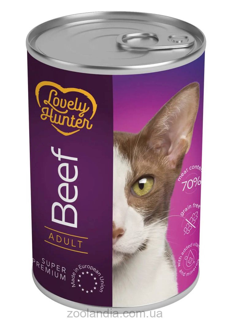 Lovely Hunter (Лавли Хантер) Adult with beef – Консервированный корм для взрослых котов (говядина)