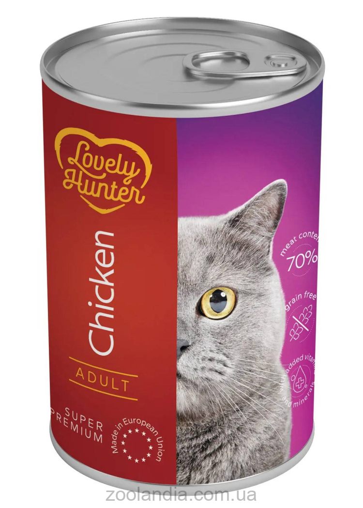 Lovely Hunter (Лавли Хантер) Adult with chicken – Консервированный корм для взрослых котов (курица)