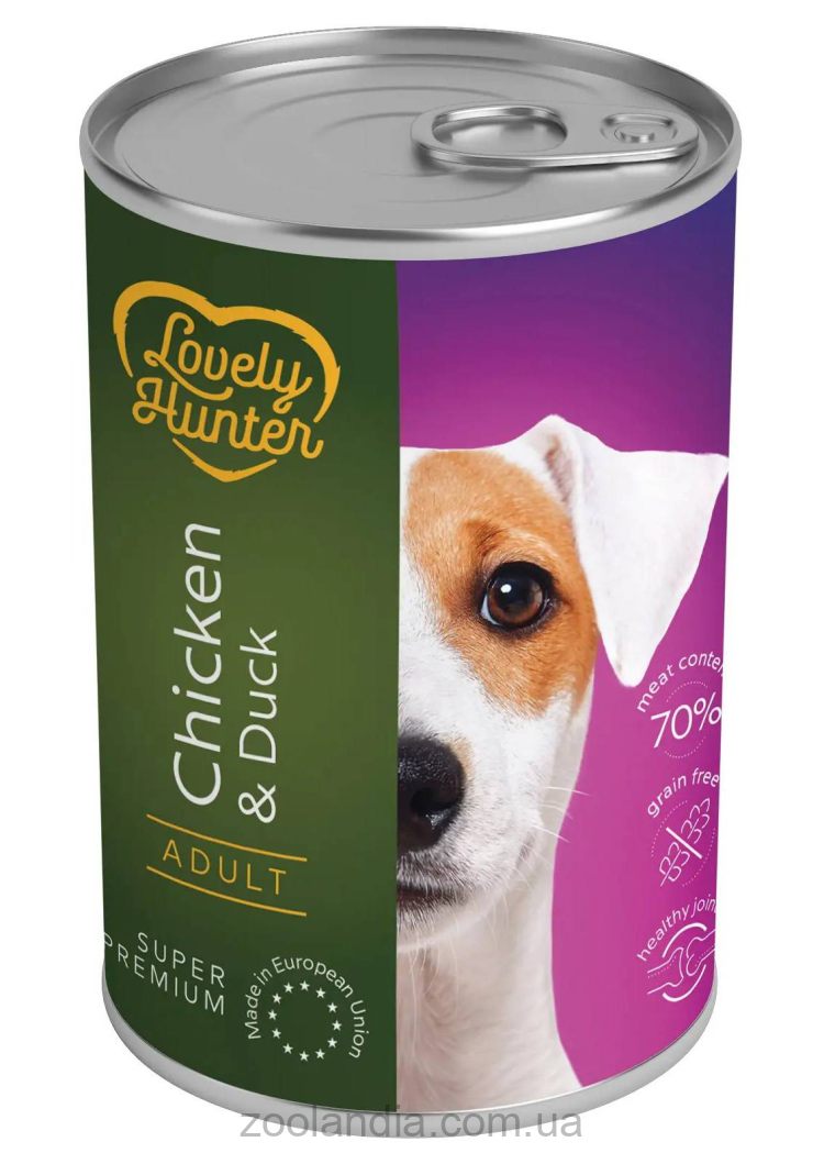 Lovely Hunter (Лавли Хантер) Adult with Chicken and Duck – Консервированный корм для взрослых собак (курица/утка)