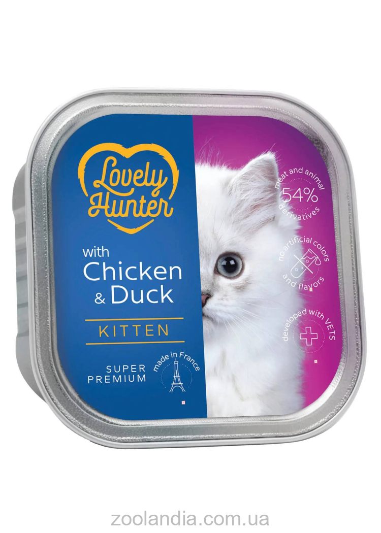 Lovely Hunter (Лавли Хантер) Kitten with Chicken and Duck – Консервированный корм для котят (курица/утка)
