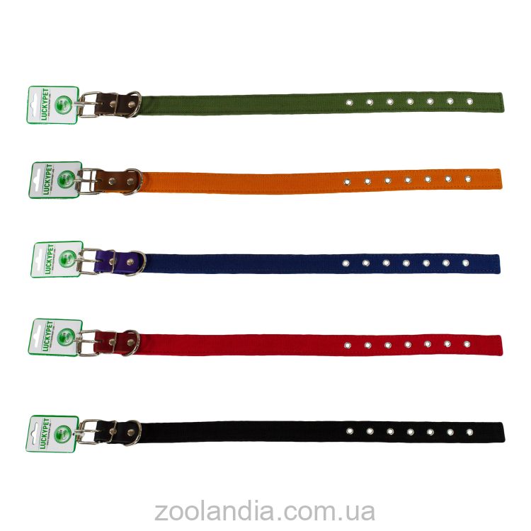 Lucky Pet (Лаки Пет) Ошейник брезентовый двойной с кожей, 2,5 х 31-40 см