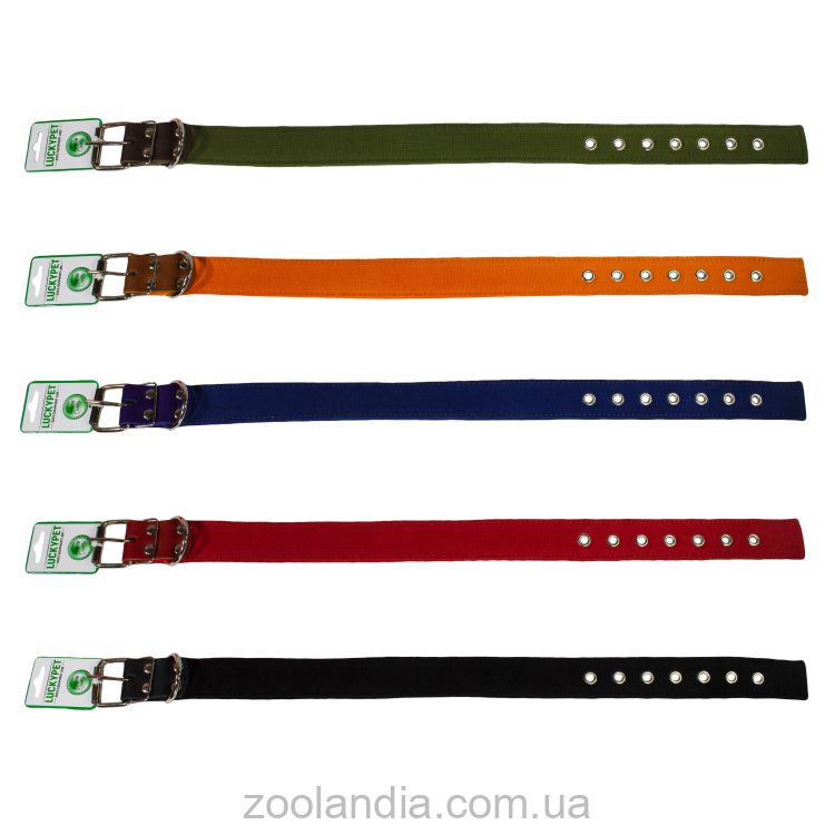 Lucky Pet (Лаки Пет) Ошейник брезентовый двойной с кожей, 3,5 х 42-56 см