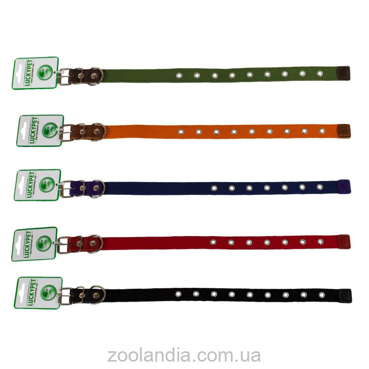 Lucky Pet (Лаки Пет) Ошейник брезентовый одинарный с кожей, 2 х 17-36 см