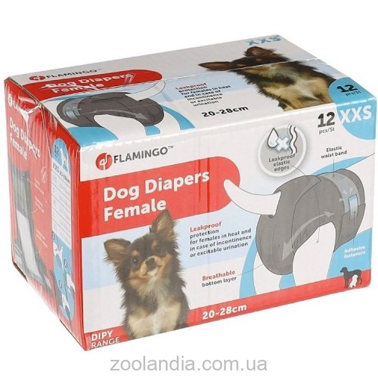 Flamingo (Фламинго) Одноразовые подгузники для собак-сук, 12 шт
