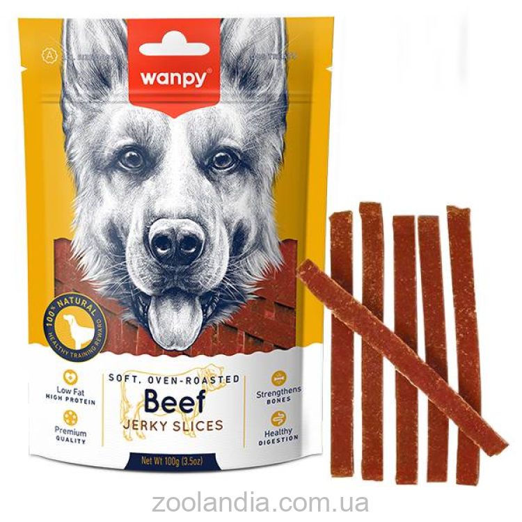 Wanpy (Ванпи) Soft Beef Jerky Slices Слайсы вяленая говядина с уткой - лакомство для собак
