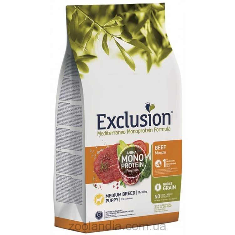 Exclusion (Эксклюжн) Puppy Beef Medium Breed- Монопротеиновый корм для щенков средних  пород с говядиной