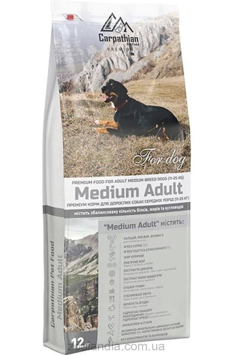 Carpathian (Карпатиян Пет Фуд) Pet Food Medium Adult -  сухой корм для взрослых собак средних пород с курицей и палтусом атлантическим