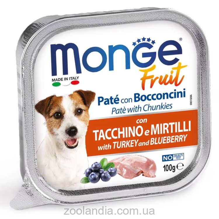 Monge (Монж) Dog Fruit with Turkey & Blueberry - Влажный корм для собак с индейкой и черникой