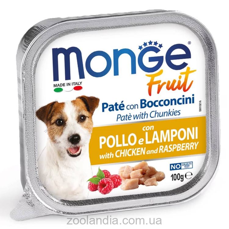 Monge (Монж) Dog Fruit with Chicken & Raspberry - Вологий корм для собак з куркою та малиною