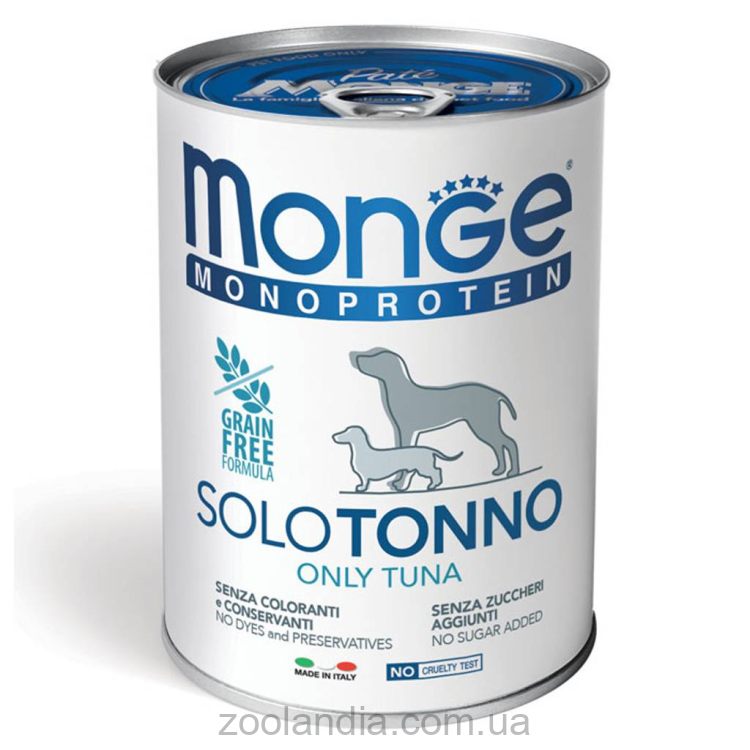 Monge (Монж) Monoprotein Dog Solo Tuna 100% - Влажный монопротеиновый корм для собак с тунцом